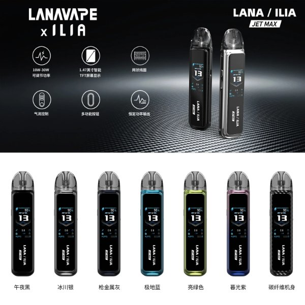 LANA/ILIA Jet Max套裝電子煙主機煙彈空倉可重複注油功率可調:圖片 2