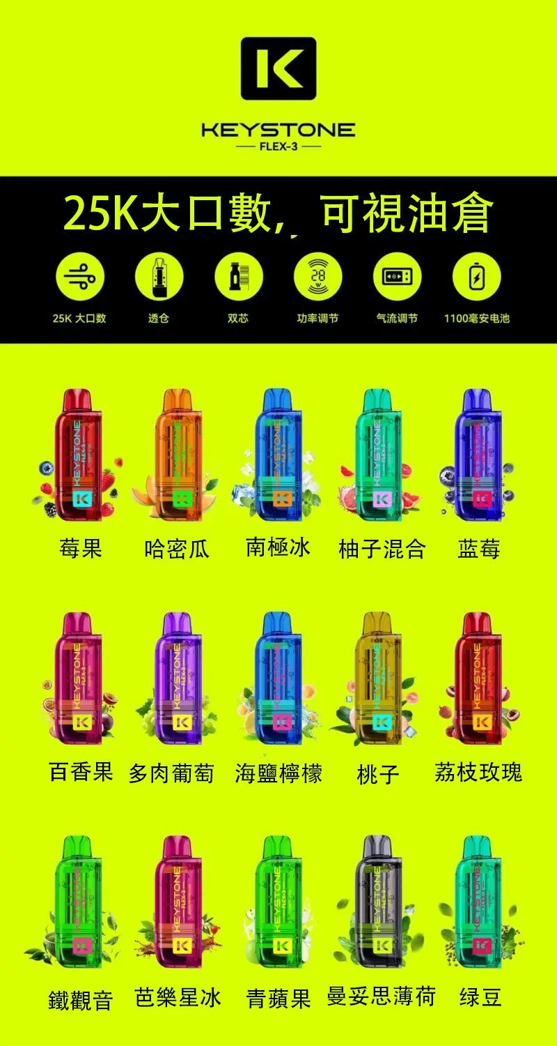 鑰石KEYSTONE FLEX-3 25000口煙彈彈主機|可注油電子煙:圖片 2